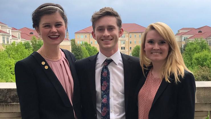 SecURO - Rachel Mann, Jared Brown, Bailey Eaton Biomedical engineering students Rachel Mann, left, Jared Brown and Bailey Eaton designed a device that simplifies the suturing r